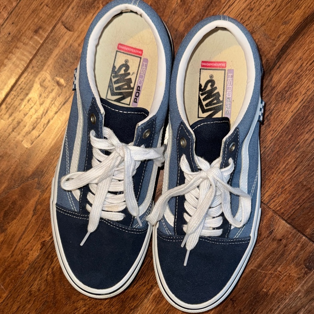 Vans Old Skool Pop Cush Skate Sneakers in Navy and White